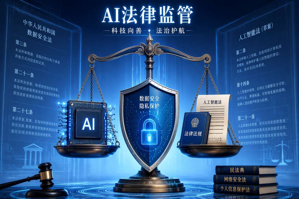 AI法律监管与合规概念图