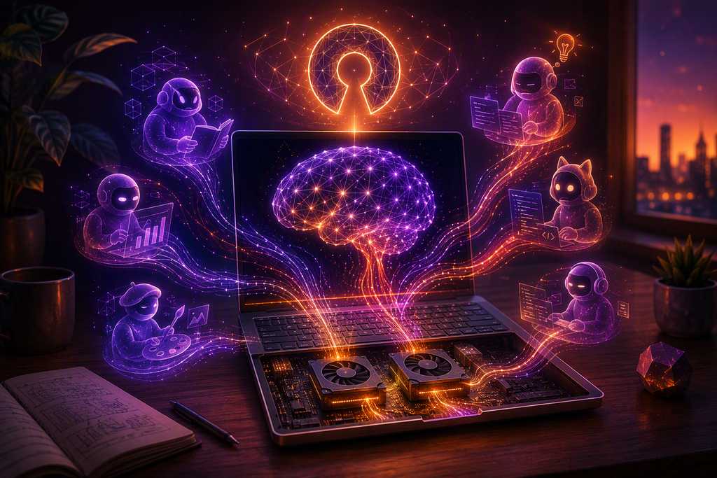 Meta开源30B参数Muse Glimmer模型在消费级硬件上本地运行的概念图